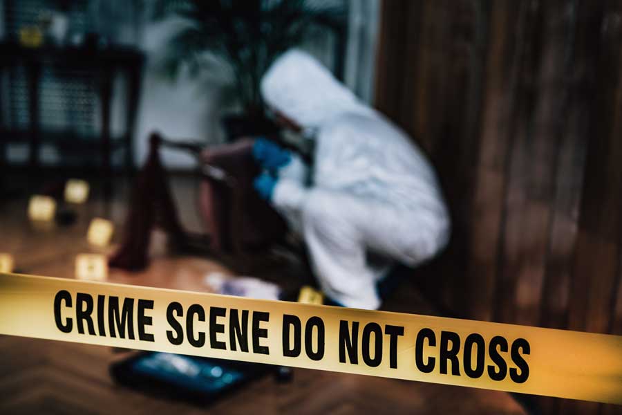 Crime scene investegators at an extraordinaryevents.co.uk CSI themed event 